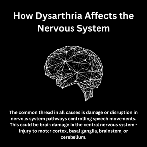 Infographic explains how nervous system damage contributes to speech difficulties in childhood dysarthria diagnosis